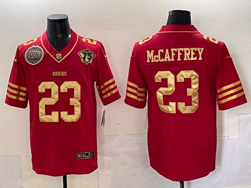 Men San Francisco 49ers #23 Mccafrey Red 75th Nike Limited NFL 2025 Jersey style 08